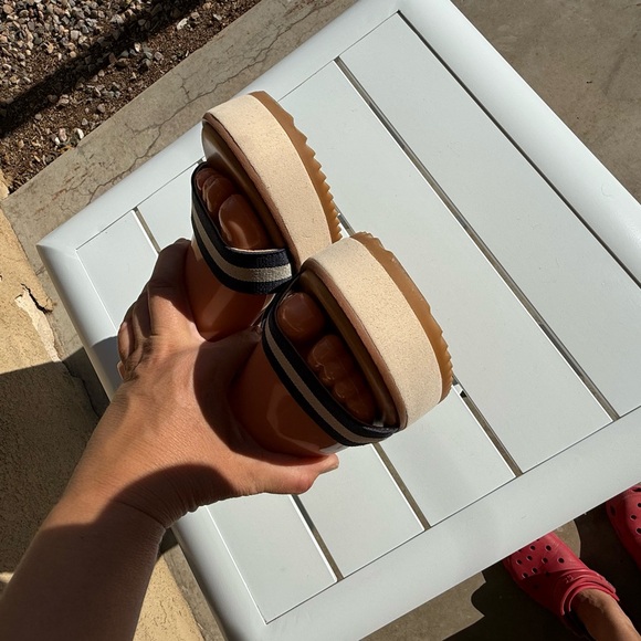 Corso Como Navy and White Striped Women's wedge Sandals size 6M - Picture 8 of 14